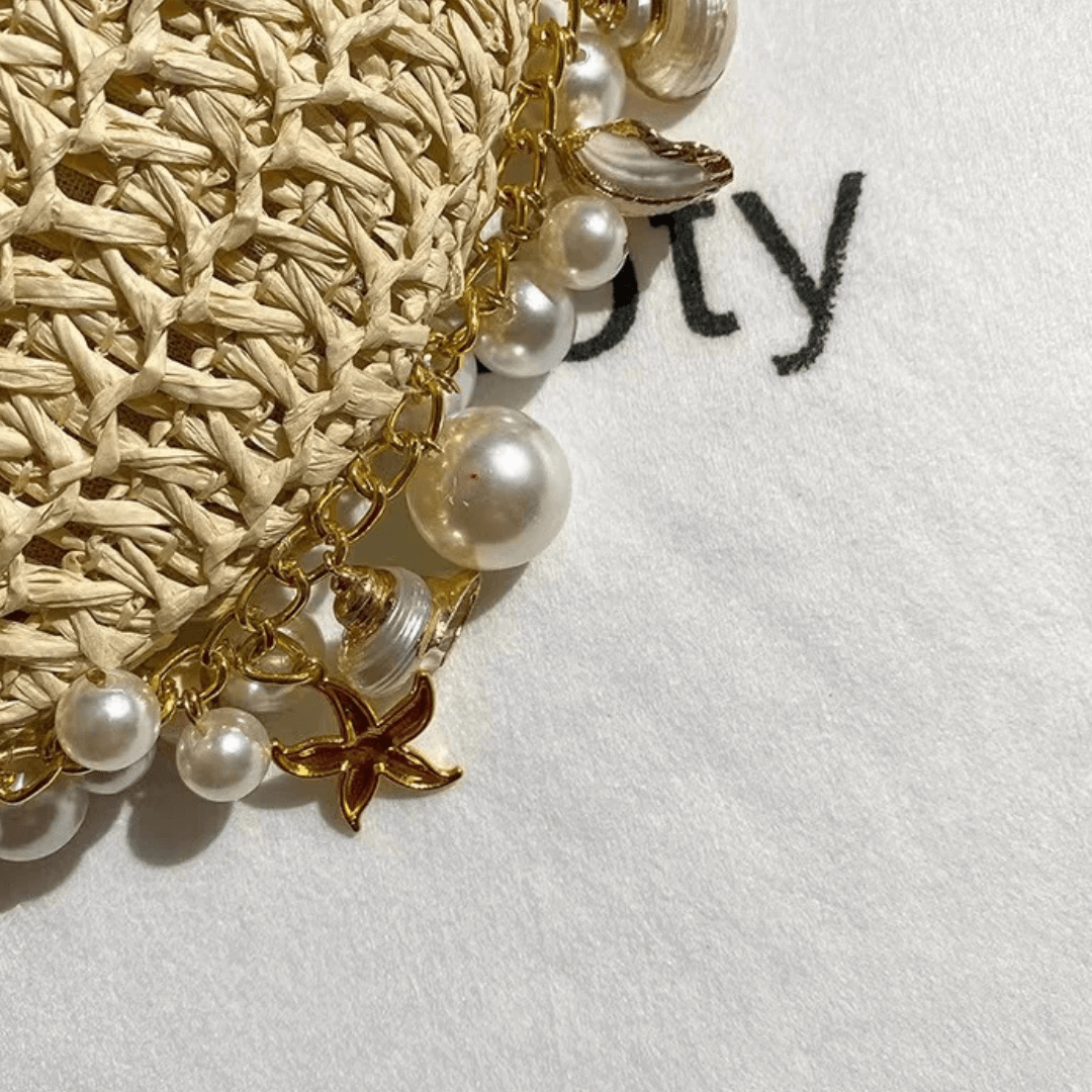 Bolsa de Palha Oceano Pérolas e Conchas - YESBELEZA