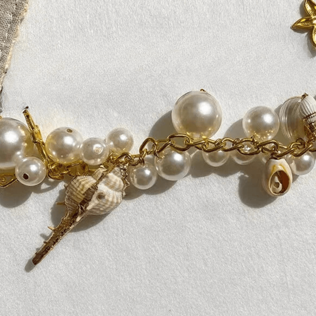 Bolsa de Palha Oceano Pérolas e Conchas - YESBELEZA