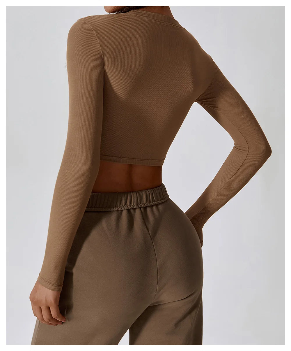 Cropped Manga Longa Fitness Nanda