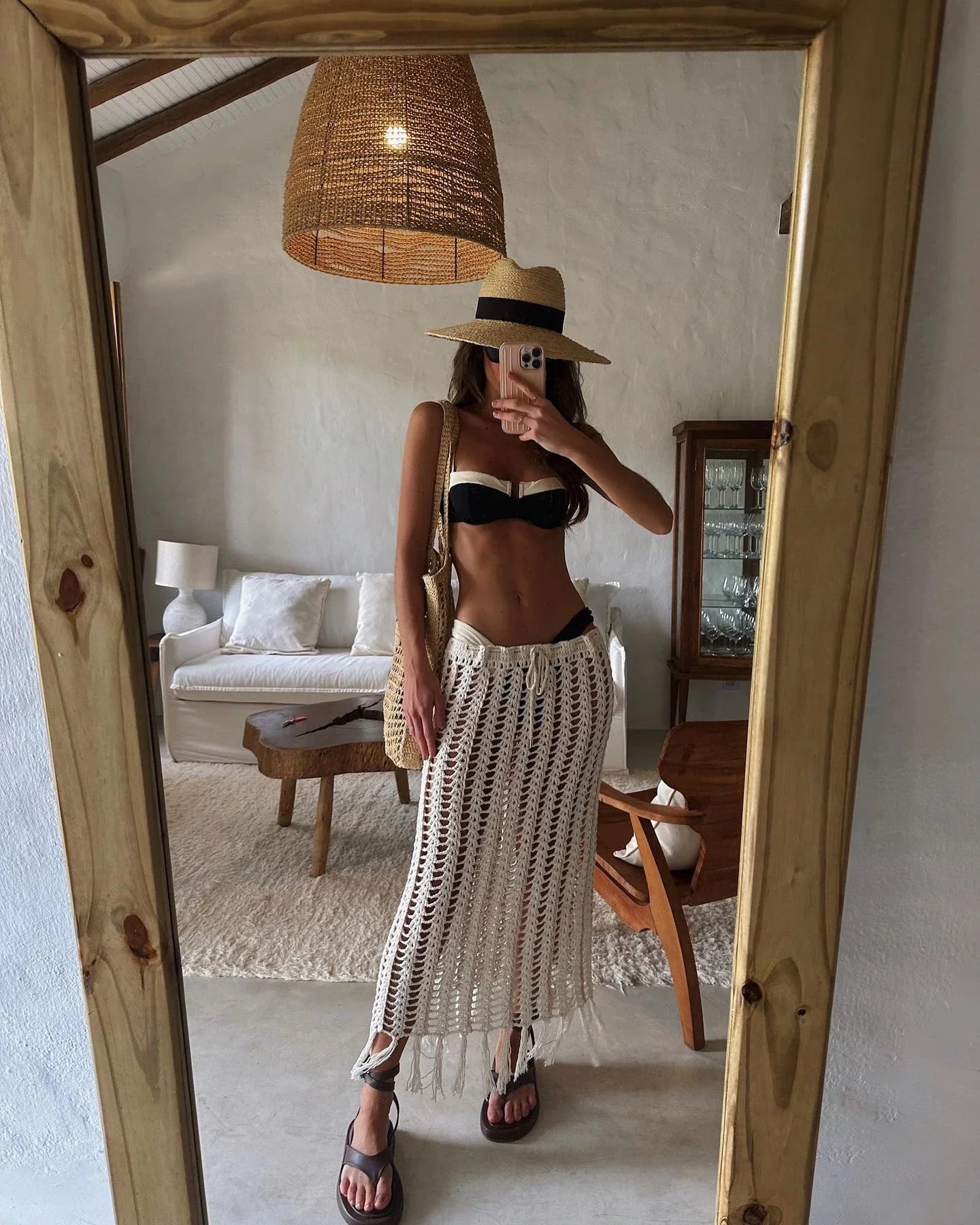 Biquíni Bicolor Preto e Bege Claro Sorrento