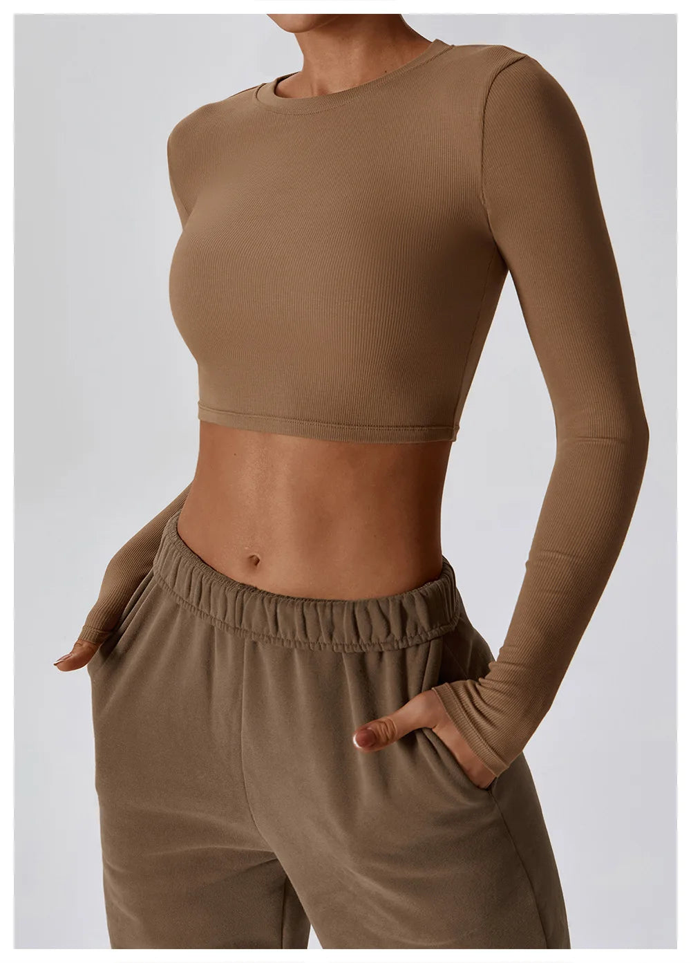 Cropped Manga Longa Fitness Nanda