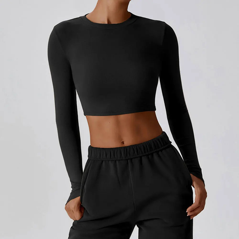 Cropped Manga Longa Fitness Nanda