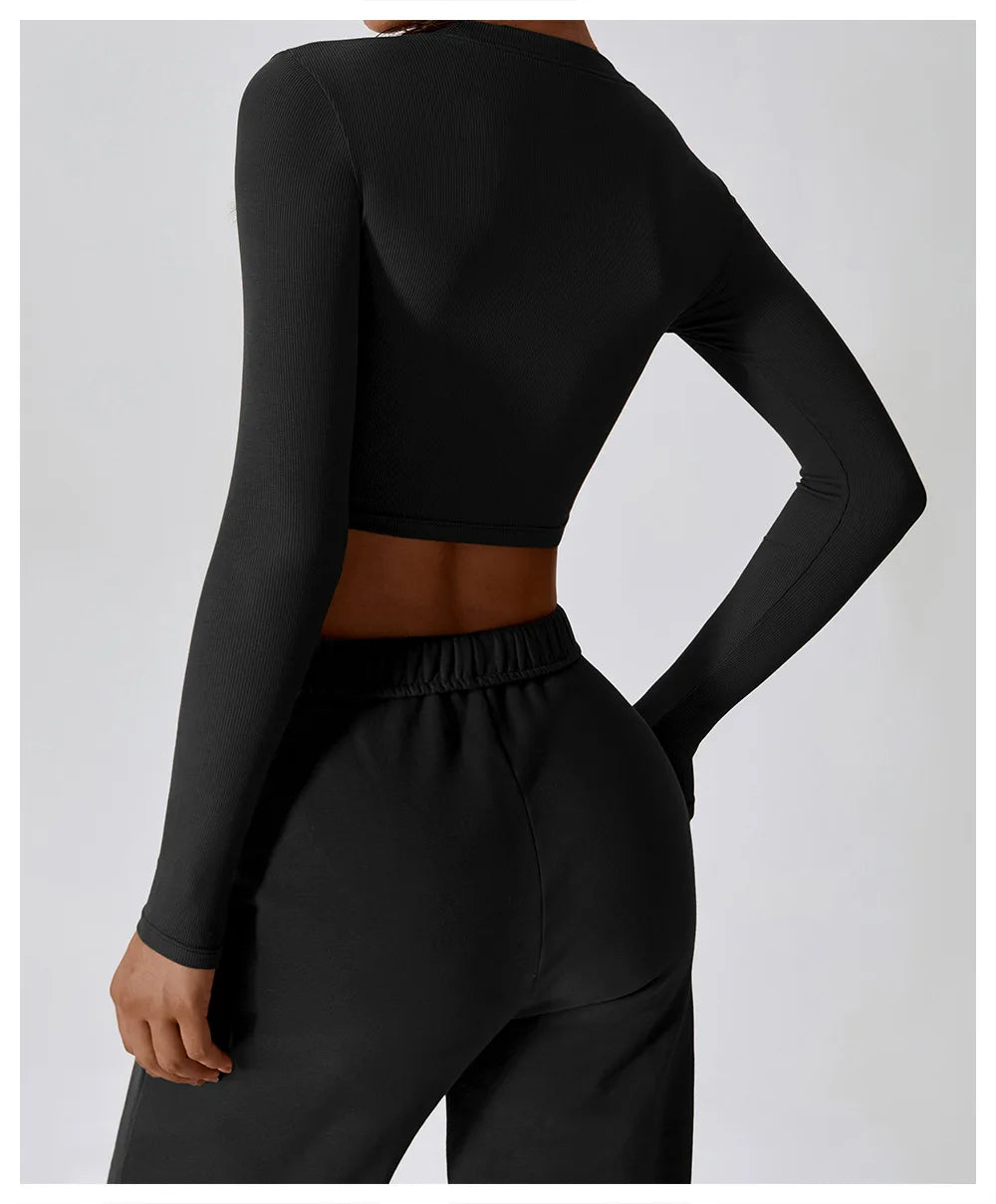 Cropped Manga Longa Fitness Nanda