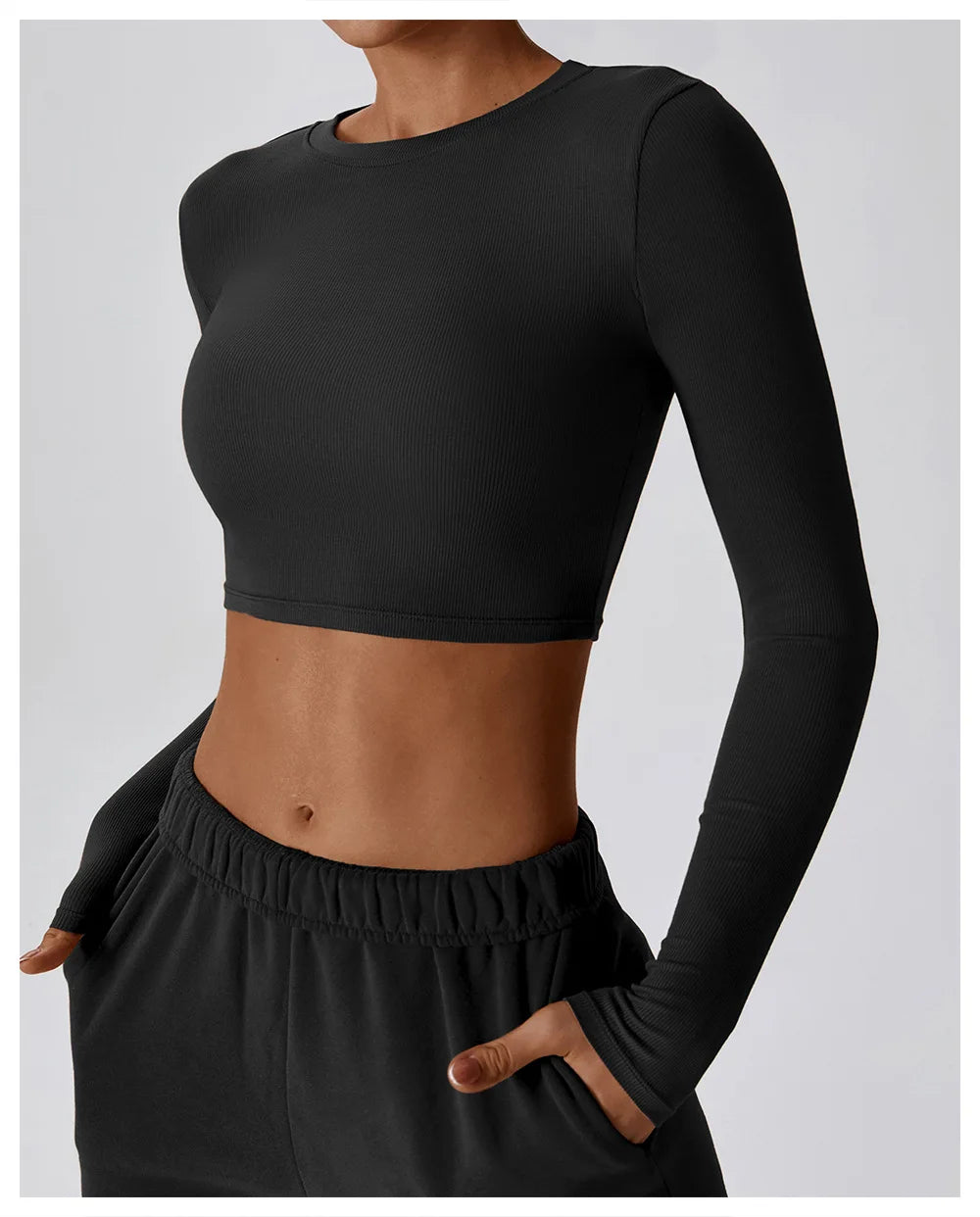 Cropped Manga Longa Fitness Nanda