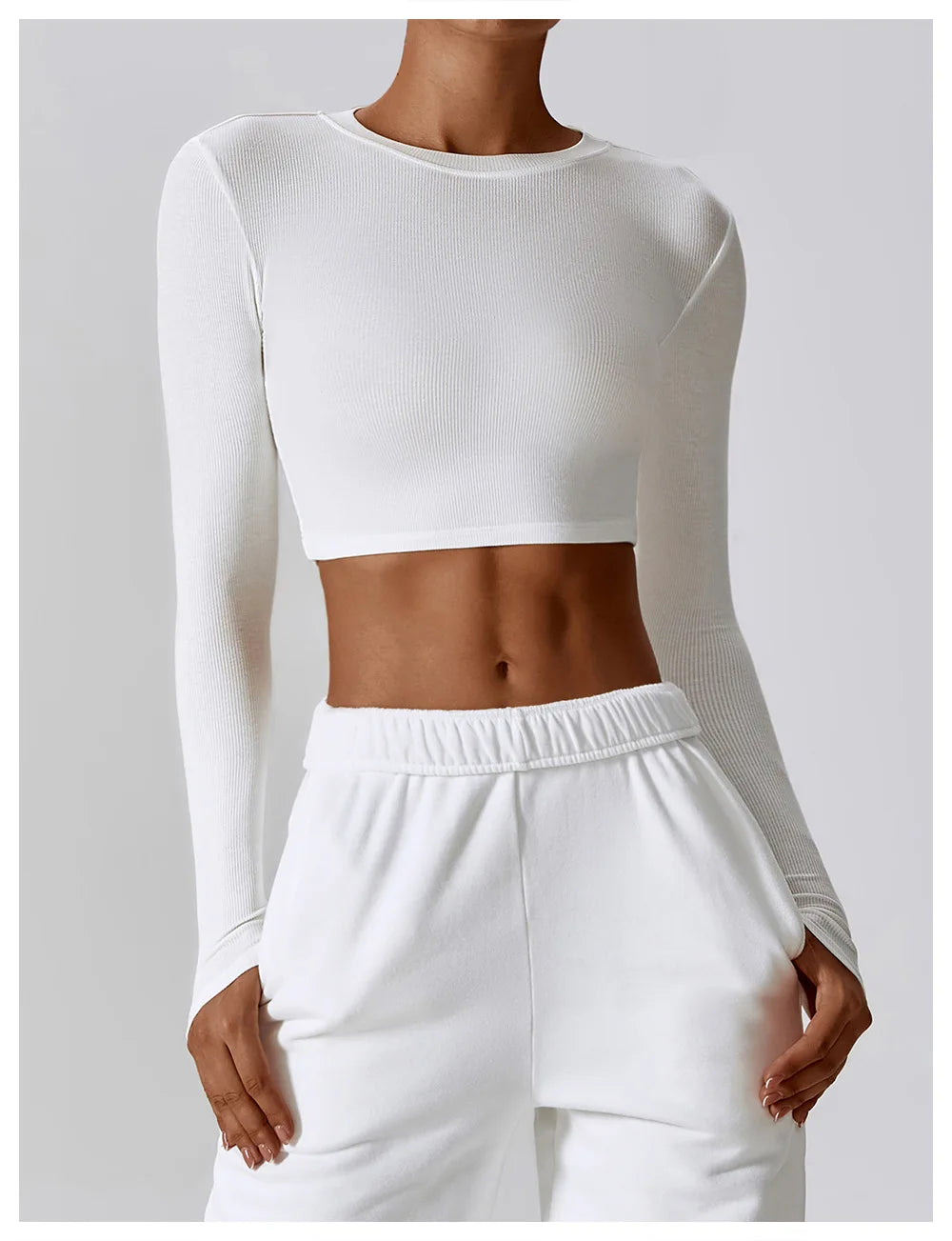 Cropped Manga Longa Fitness Nanda