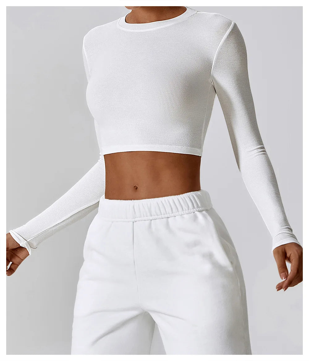 Cropped Manga Longa Fitness Nanda