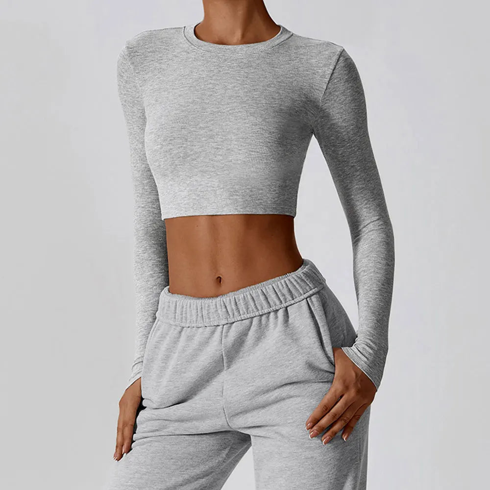 Cropped Manga Longa Fitness Nanda