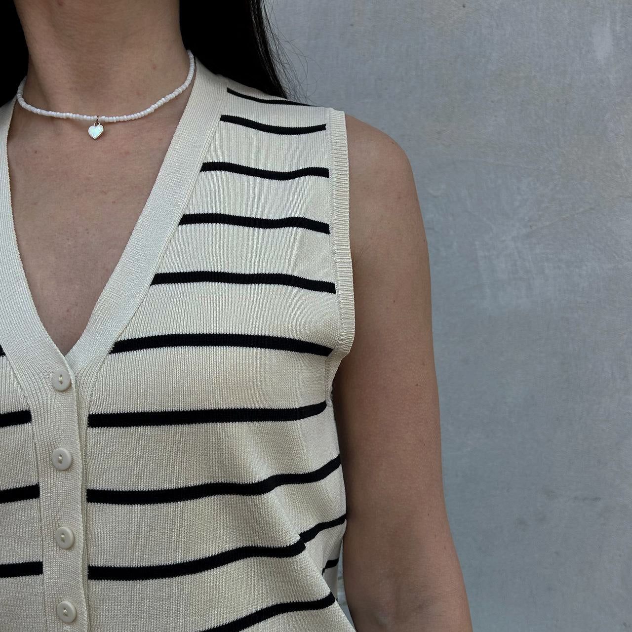 Colete Tricô Listrado Liza