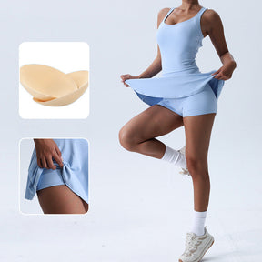 Macaquinho Vestido Shorts Saia Madison Azul - yesbeleza.com