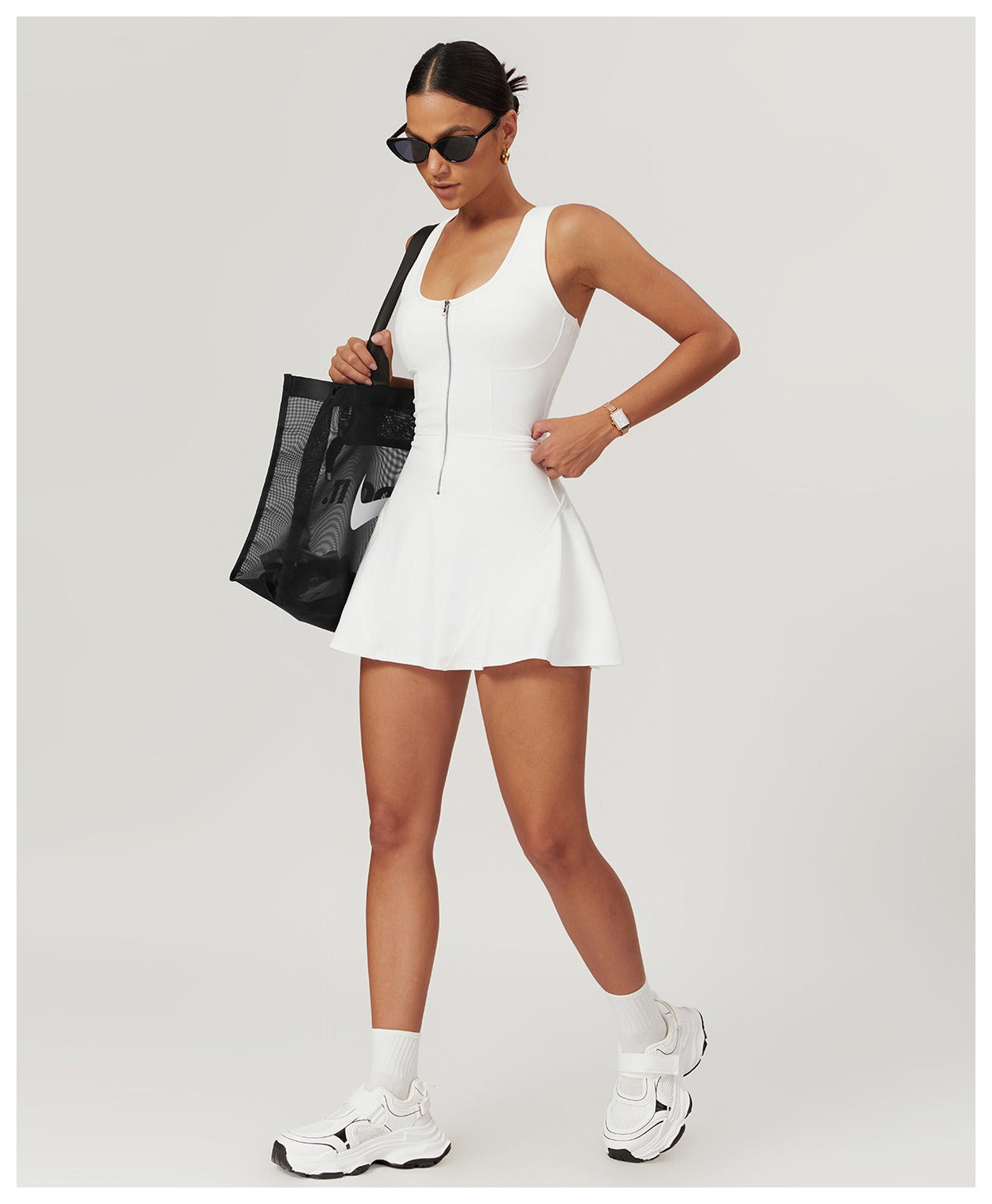 Macaquinho Vestido Shorts Saia Haven Off White - yesbeleza.com