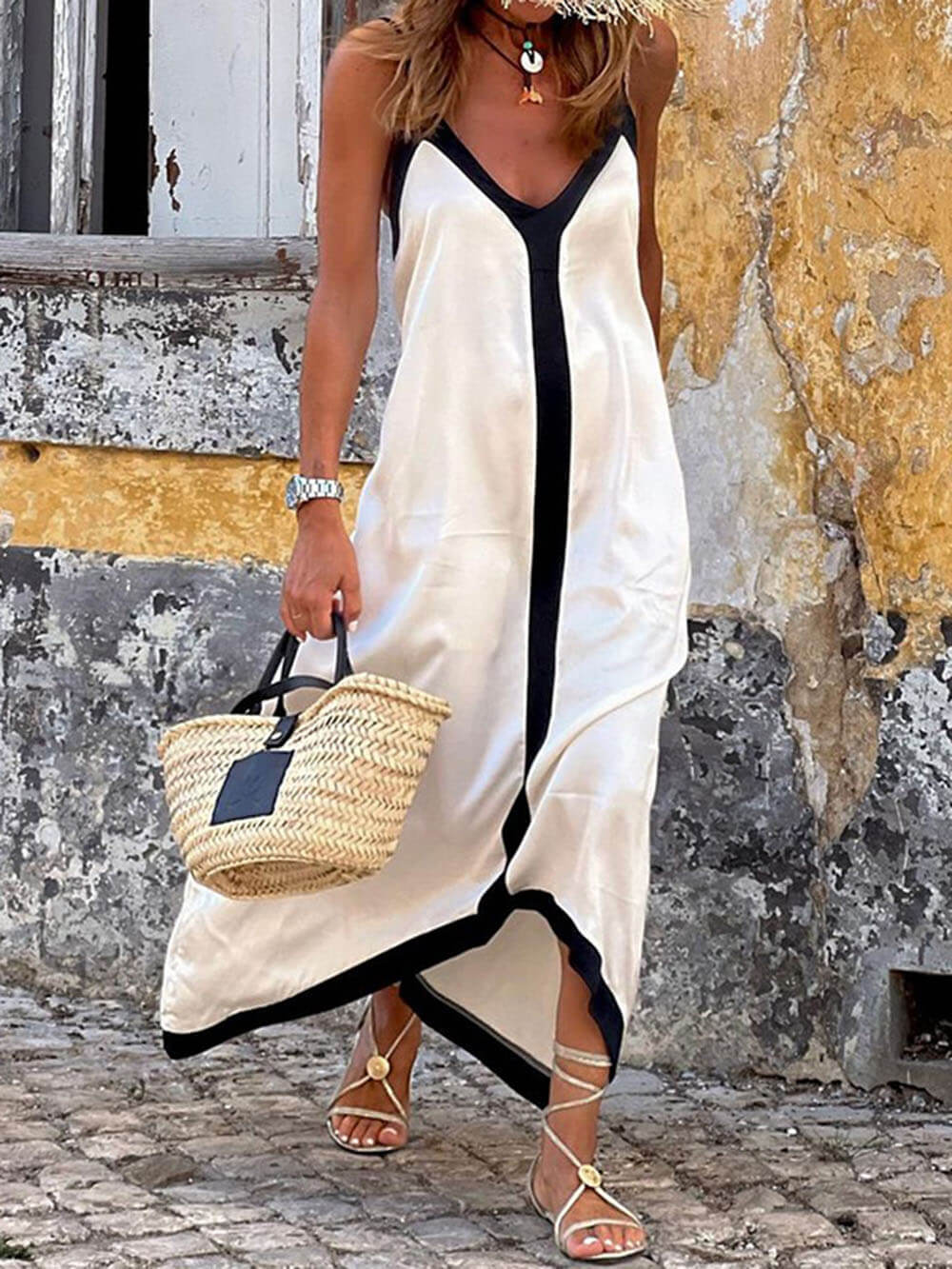 Vestido Midi Color Block