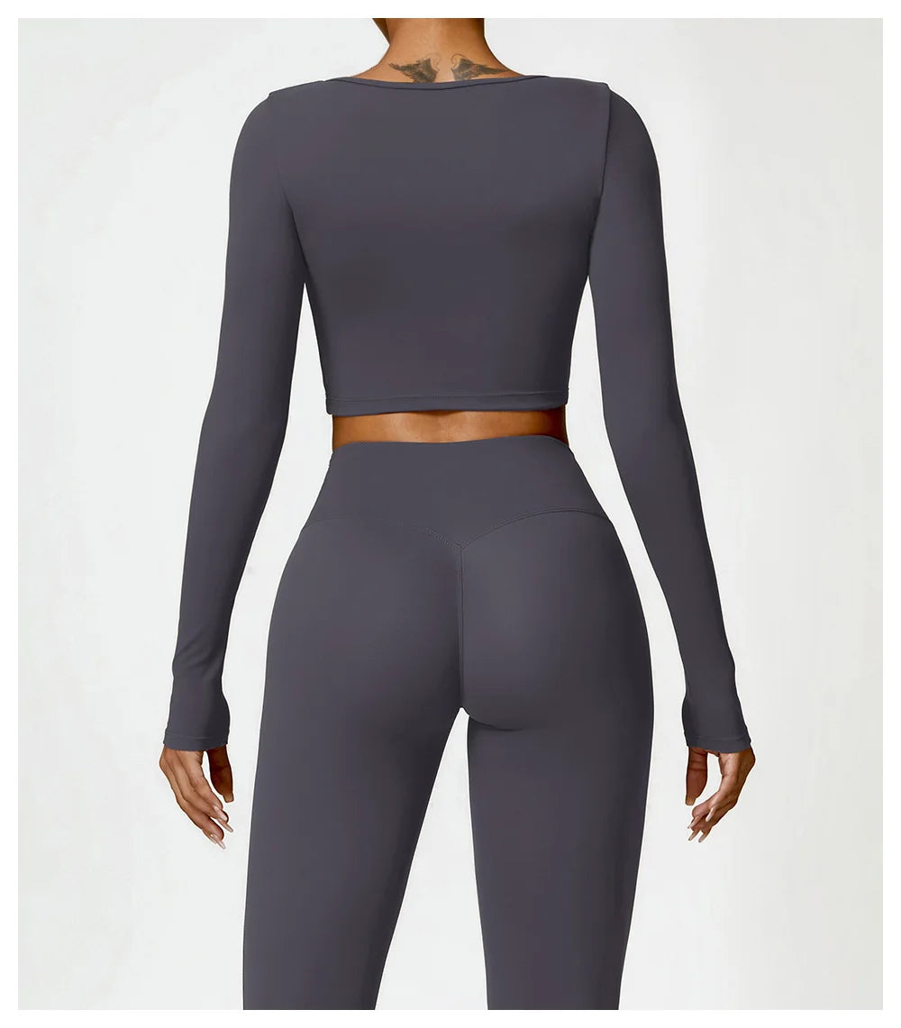 Cropped Fitness Manga Longa FlexActive