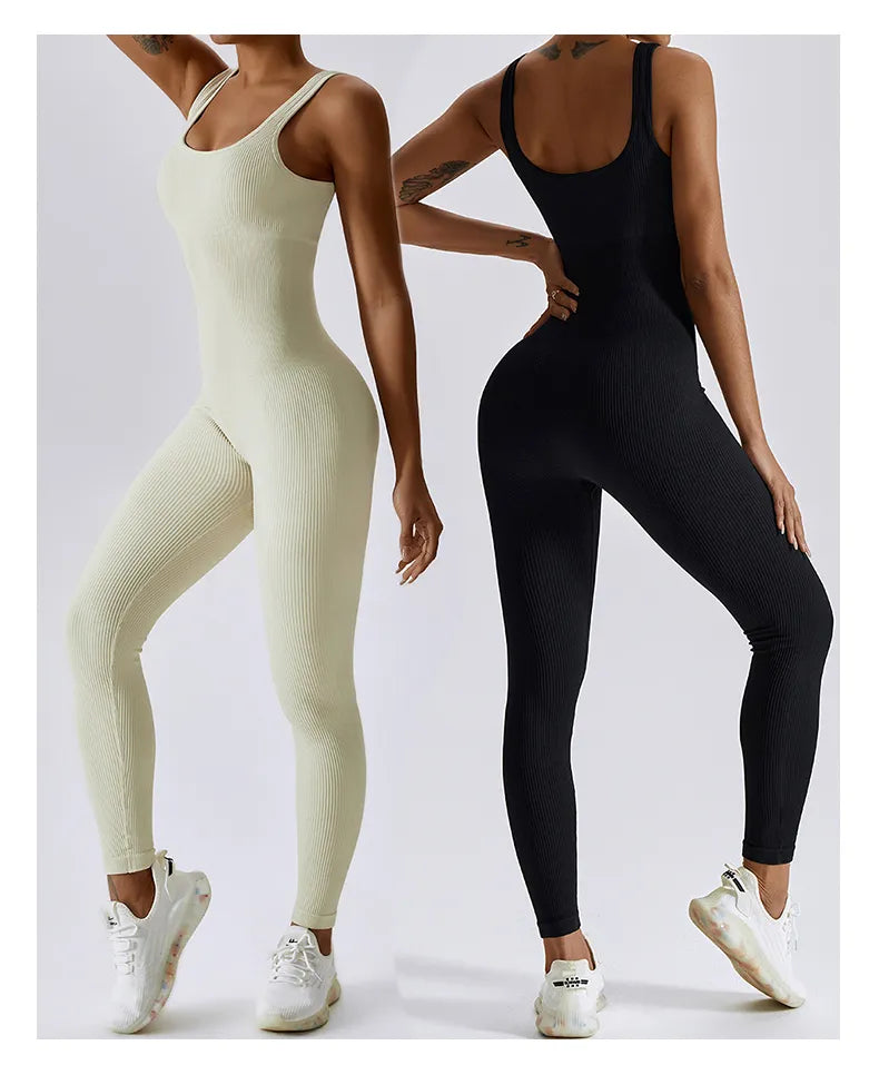 Macacão Branco e Preto Fitness Marcela - YESBELEZA