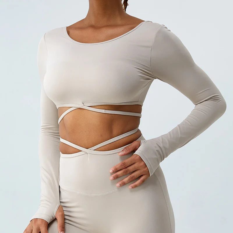 Camiseta Cropped Manga Longa Flow