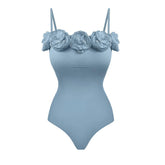 Body Azul com rosas Karola - YESBELEZA